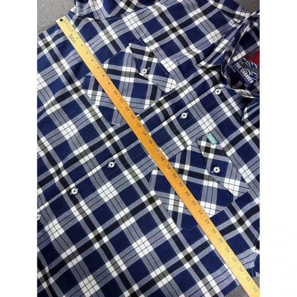 Dixxon Flannel Co The Crabber Mens 5X Navy Blue Plaid D-Tech Button Up Shirt